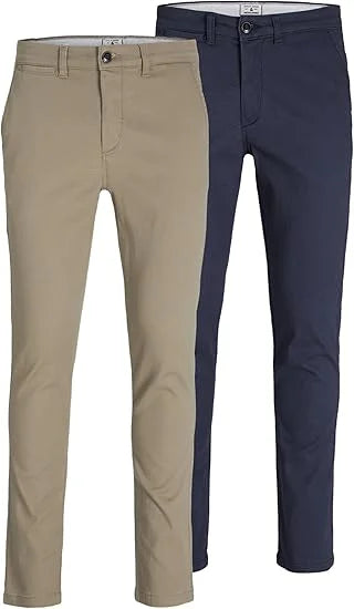 Jack & Jones Lot de 2 pantalons chino Marco pour homme – Pantalons en coton modernes avec stretch pour le bureau et les loisirs